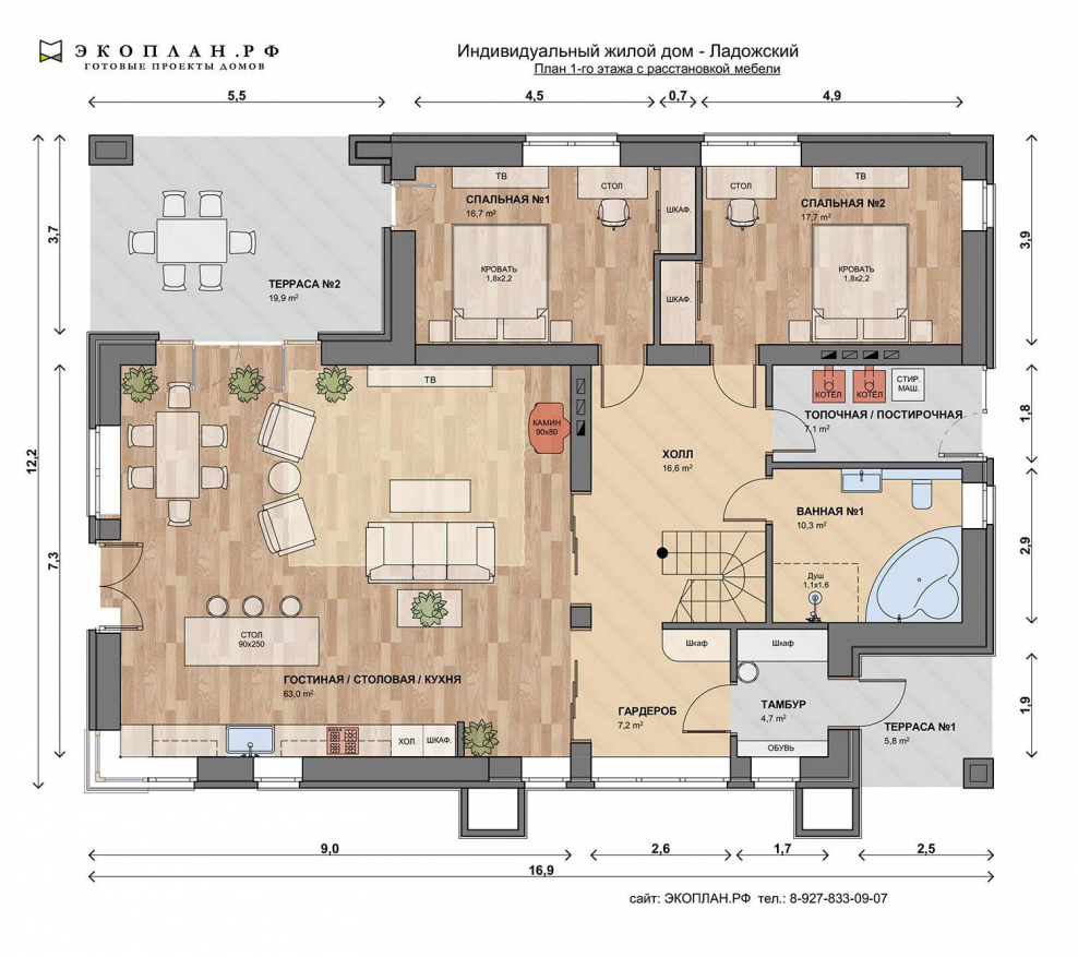 Дом Лесной планировка 4 на 8