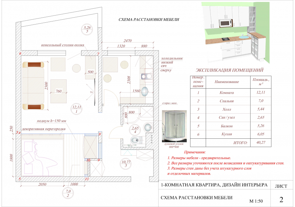 Техническое задание для расстановки мебели
