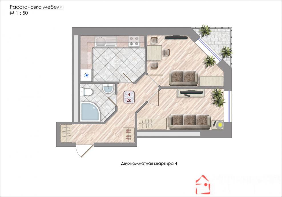 План расстановки мебели 2х этажного коттеджа