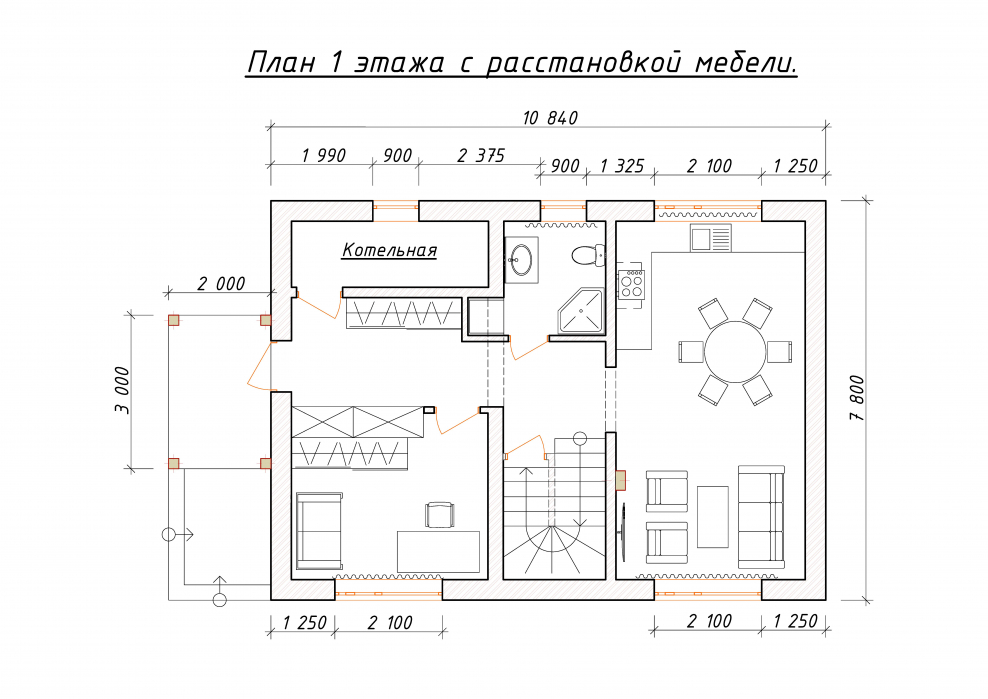 План расстановки мебели в доме 1 этаж