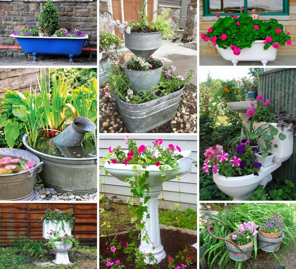 Клумбы изродручного материала