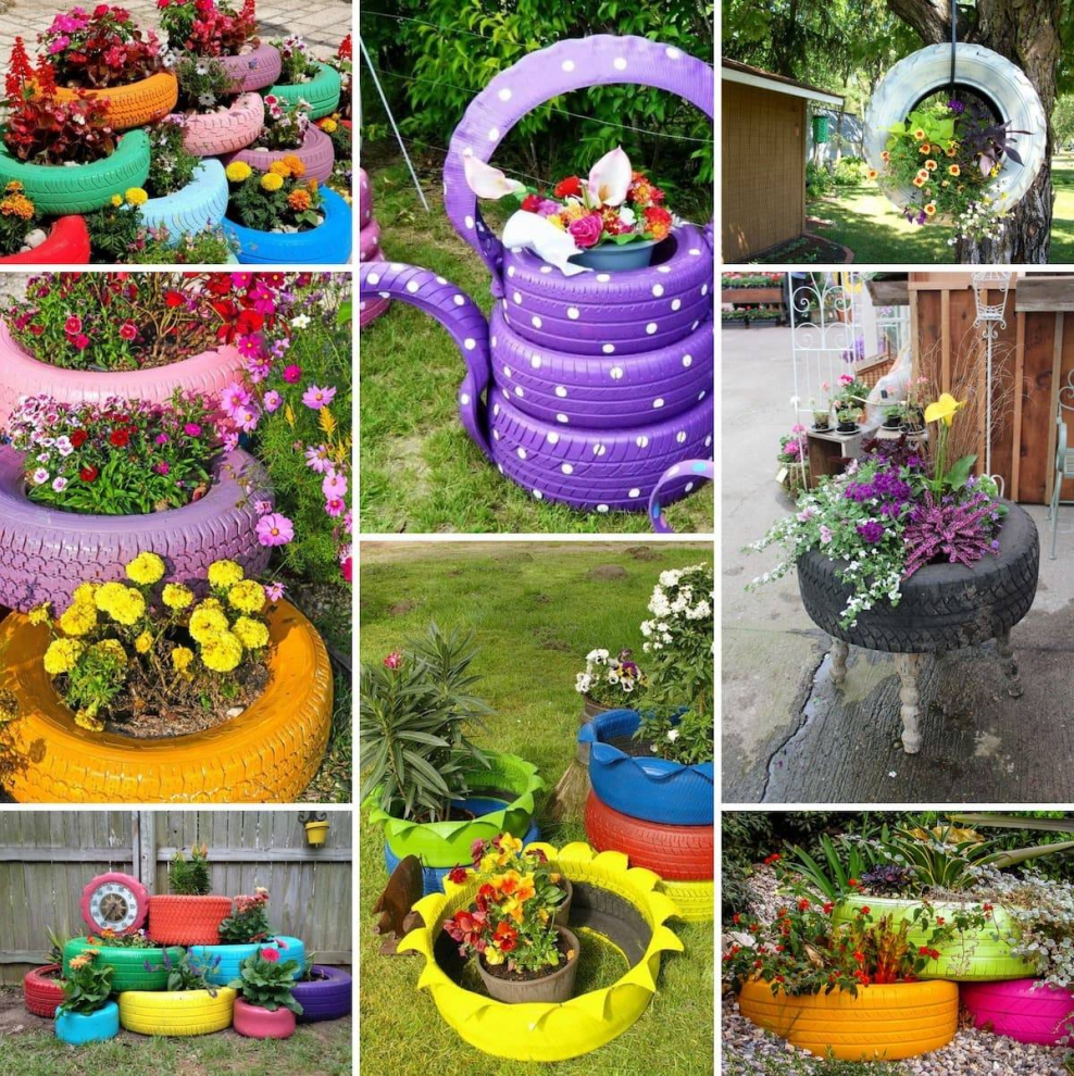 Клумбы из подручных материалов