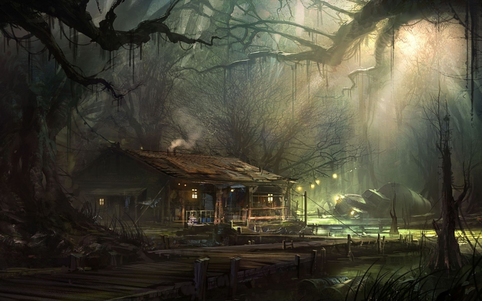 Домик в лесу арт