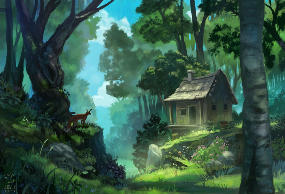 Домик в лесу арт