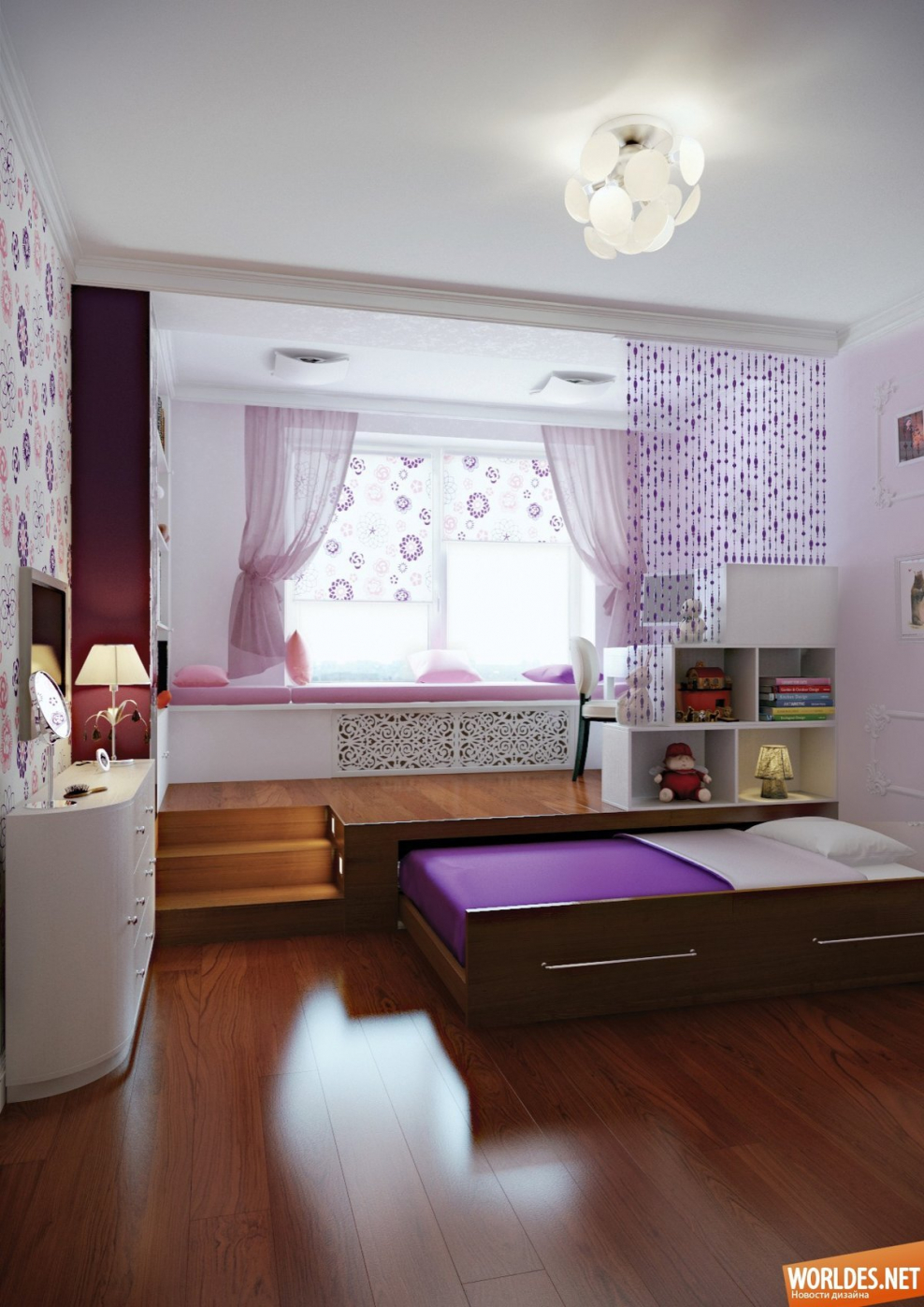 Комната с подиумом и выдвижной кроватью