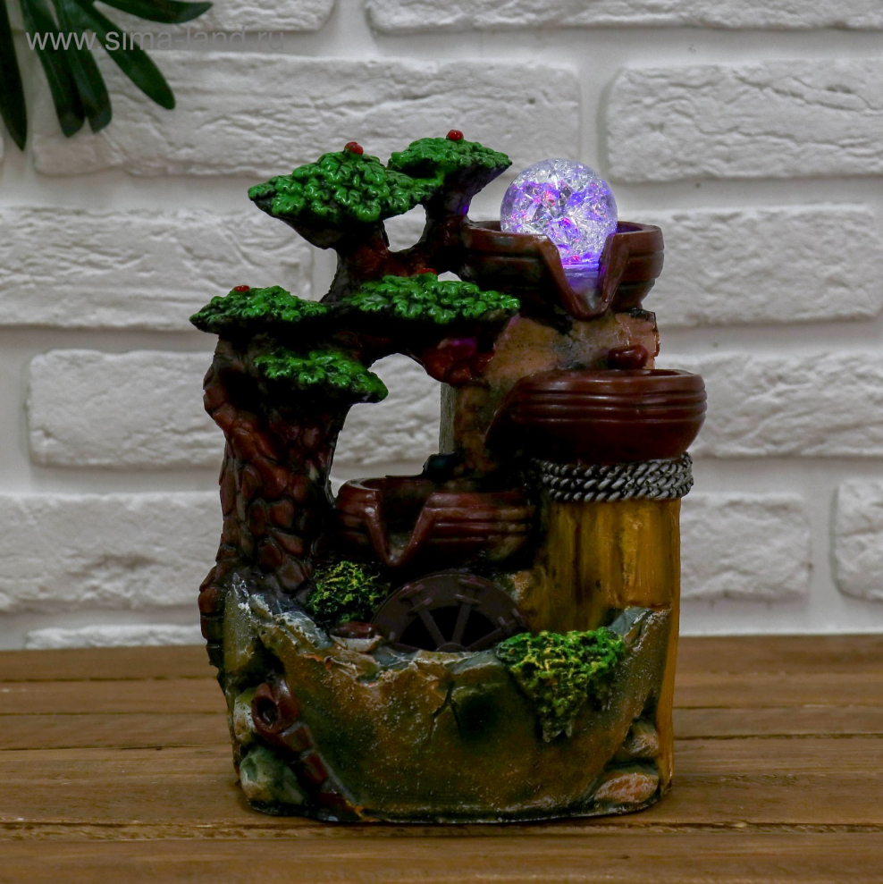 Настольный декоративный фонтан с подсветкой