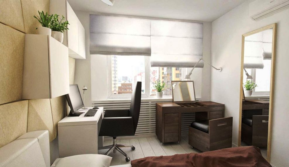 Маленькая спальня с рабочей зоной