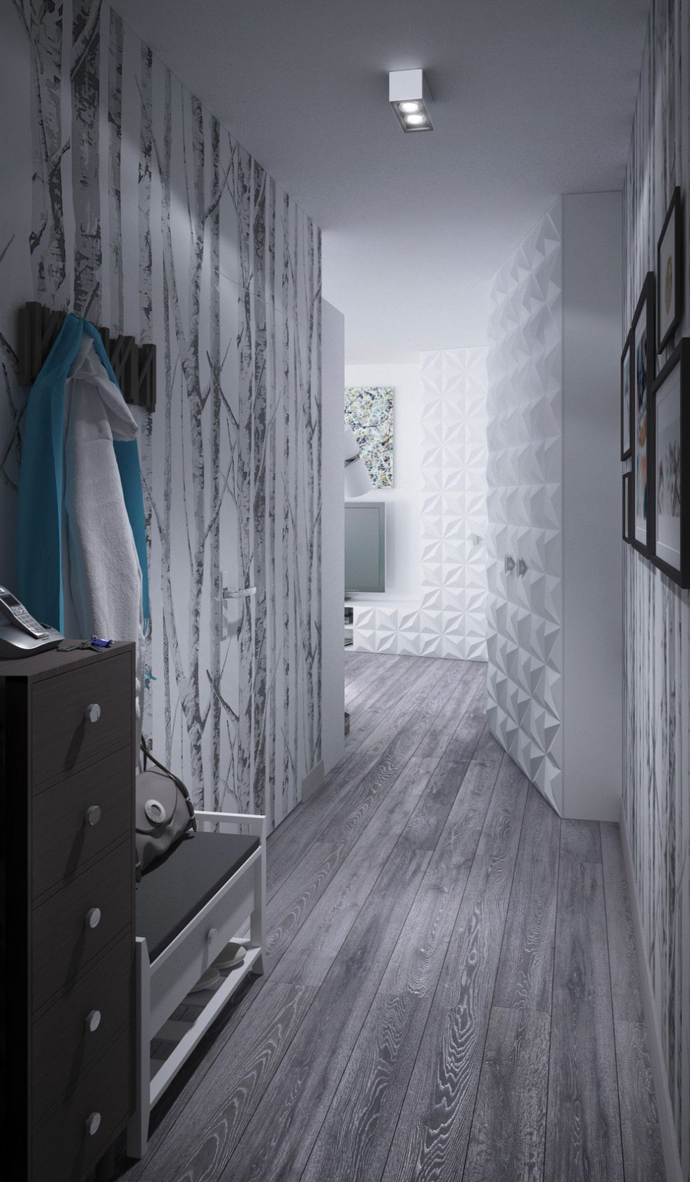 Серые обои в прихожей