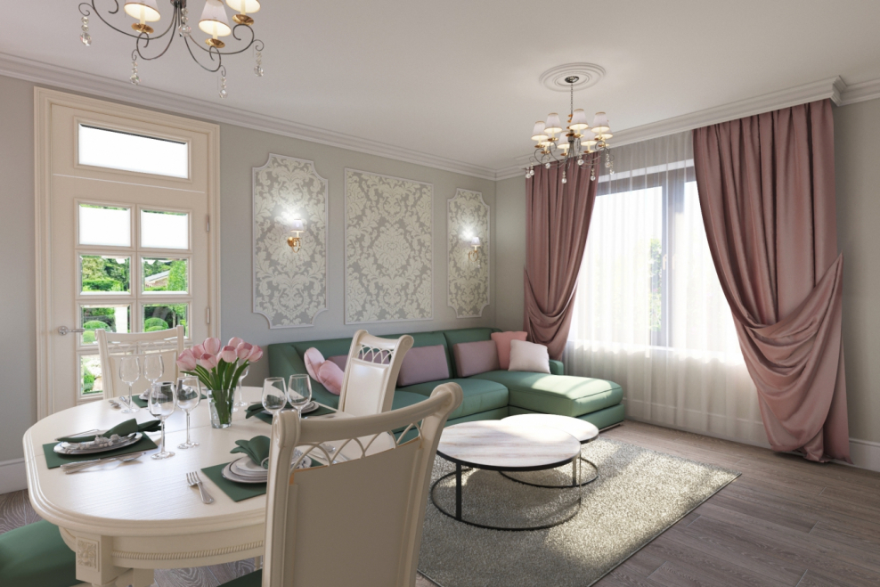 Зал с обеденной зоной