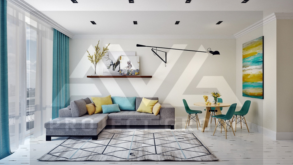 Гостиная с яркими акцентами