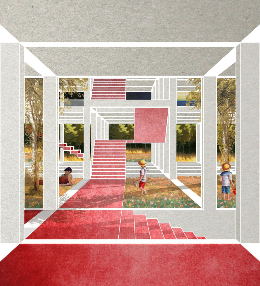 Рис дизайн архитектурного сада фото коллажная аппликация