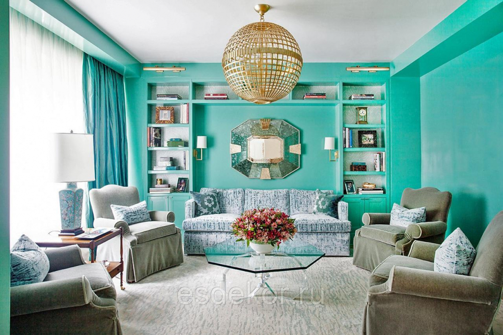 Бирюзовый в ретро интерьере