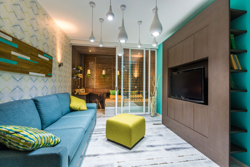 Яркие акценты в гостиной