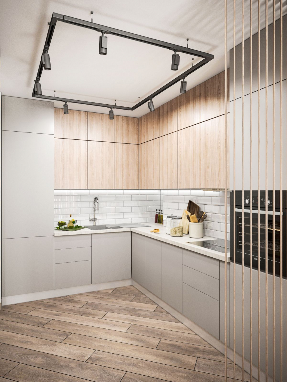 Кухня в стиле лофт светлая