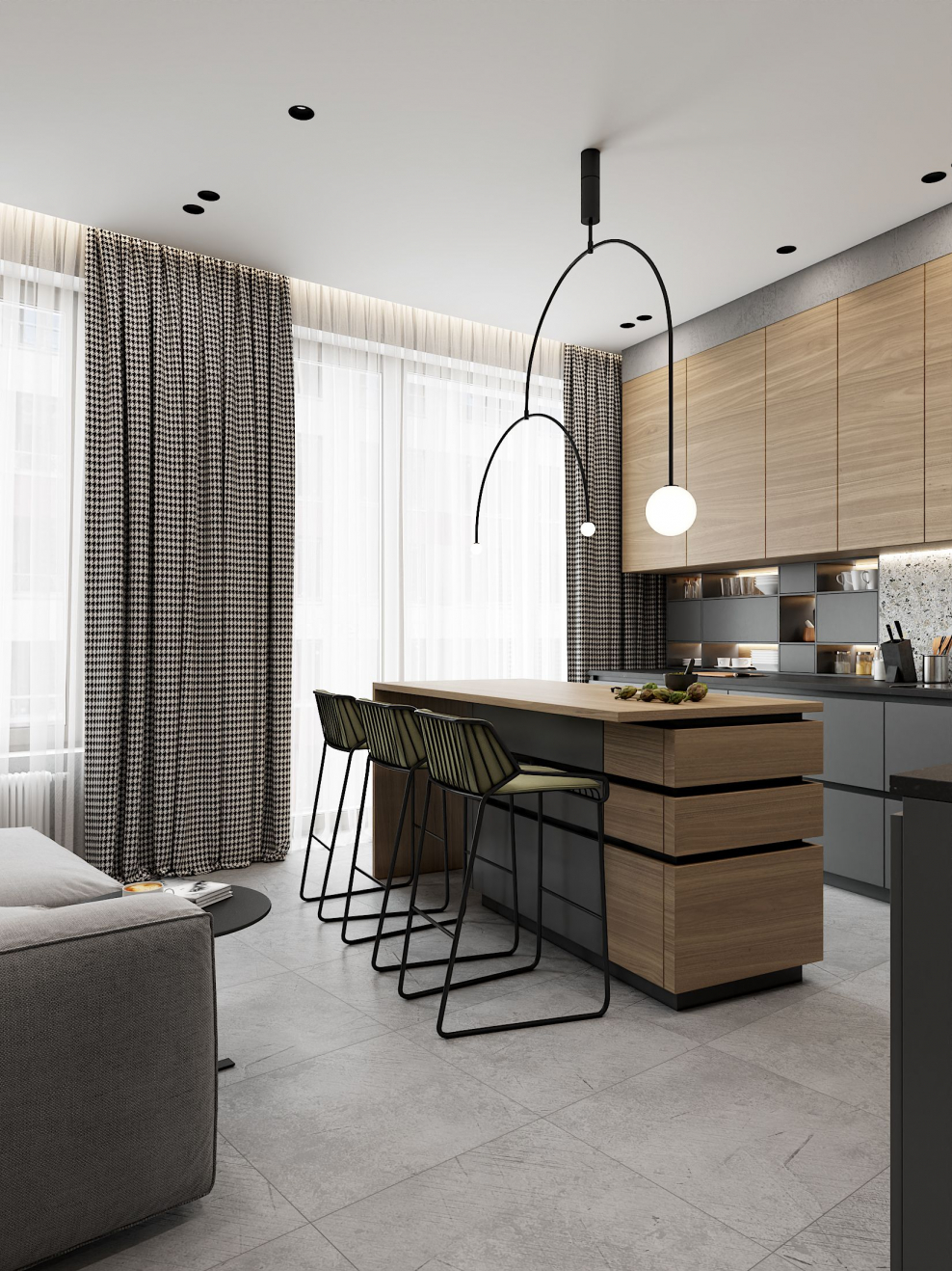 Серая кухня Минимализм