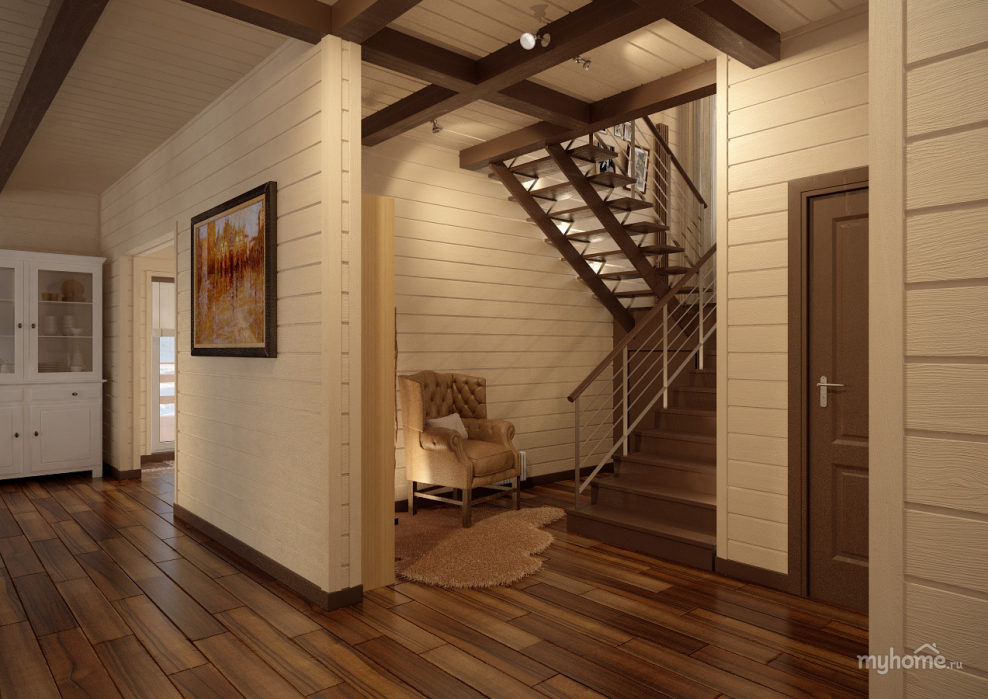 Коридор из имитации бруса