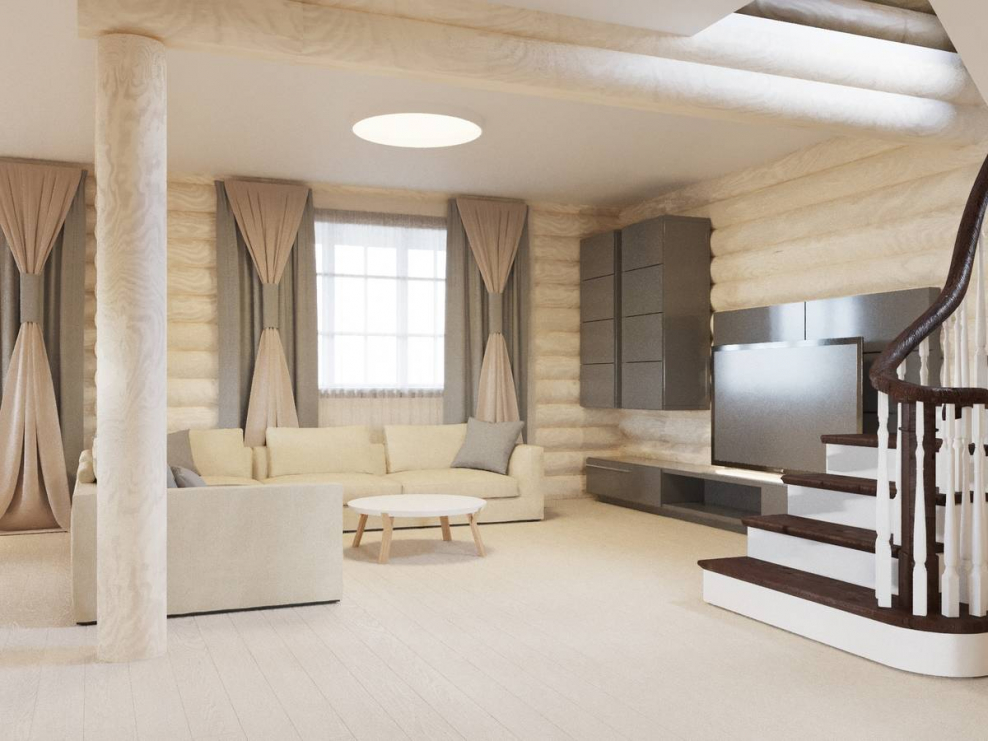 Интерьер сруба в современном стиле