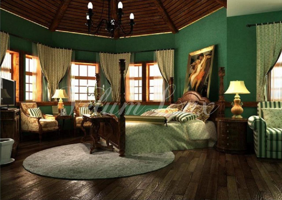 Интерьер в темно зеленых тонах