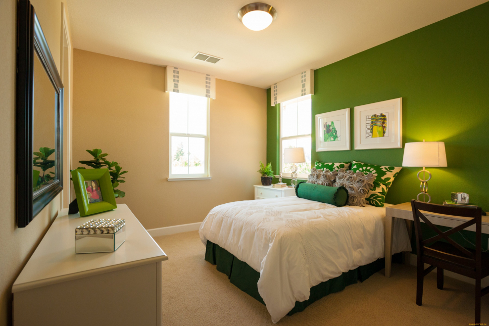 Комната с зелеными стенами