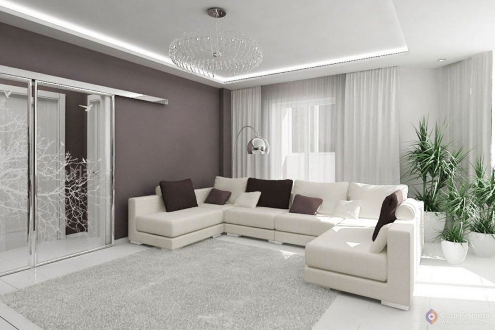 Гостинная в серобежвых тоеах