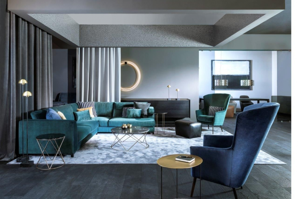 Бархат в интерьере Индастриал