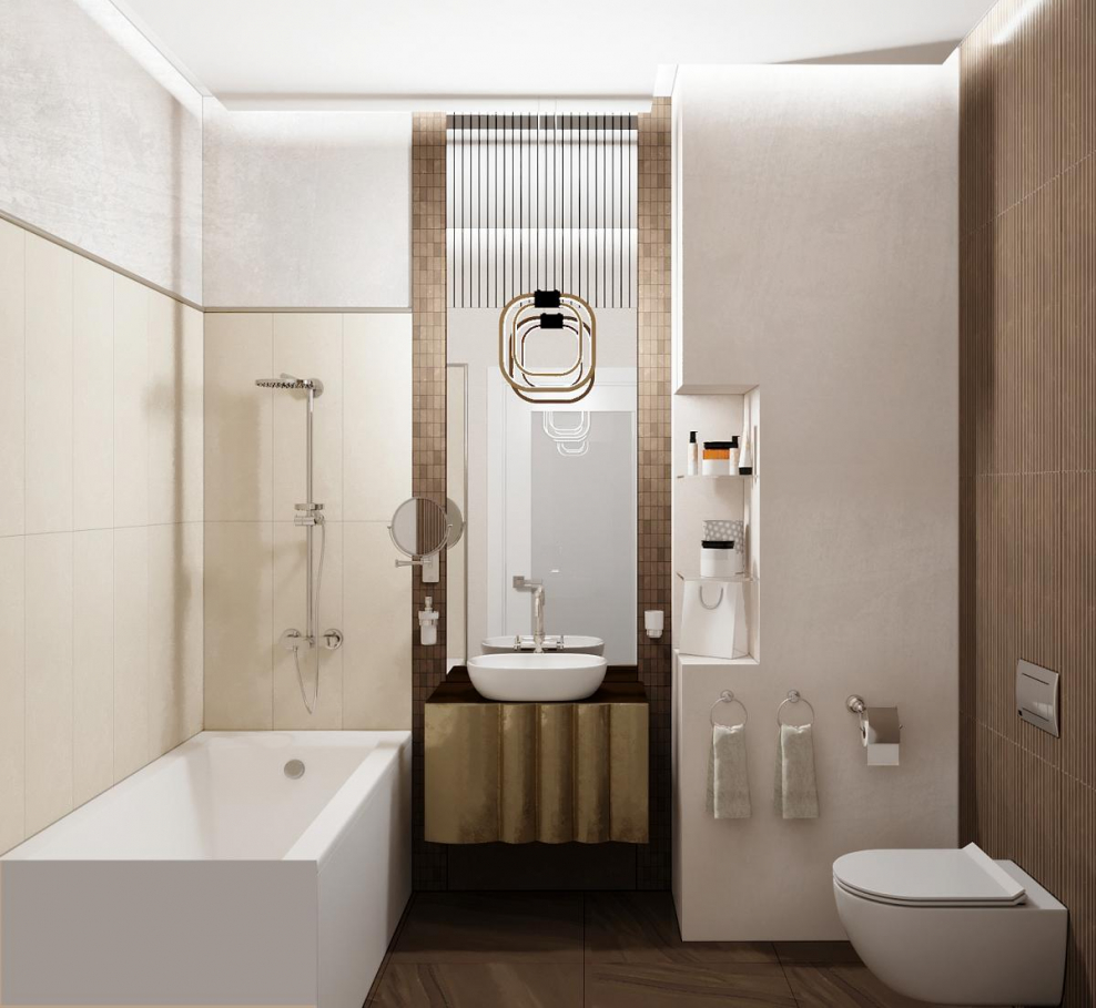 Маленькая ванная комната с душевой кабиной и стиральной