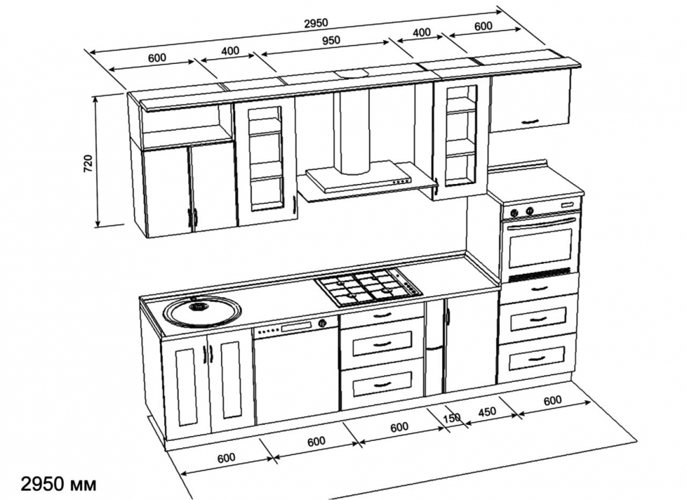 Проект прямой кухни