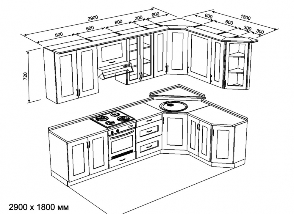Проект кухонного гарнитура углового
