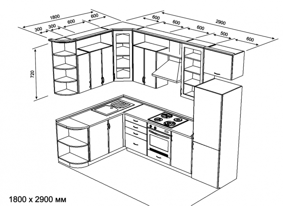 Спроектировать угловую кухню