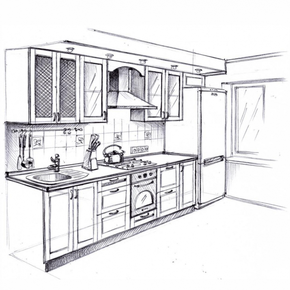 Кухня карандашом
