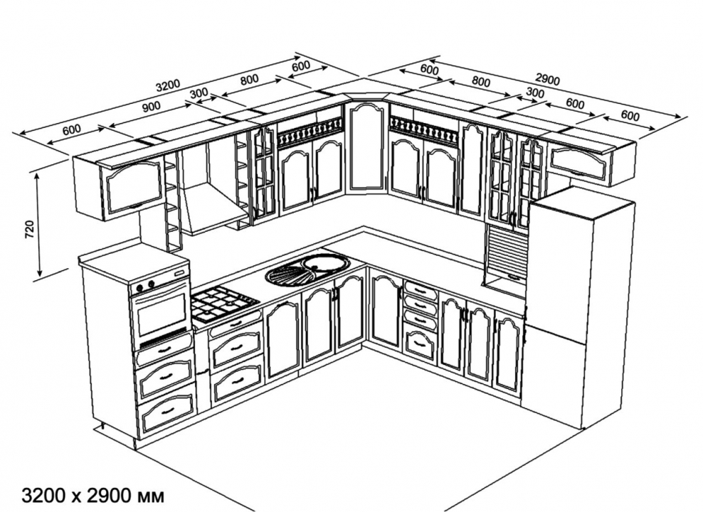 Проект кухни угловой