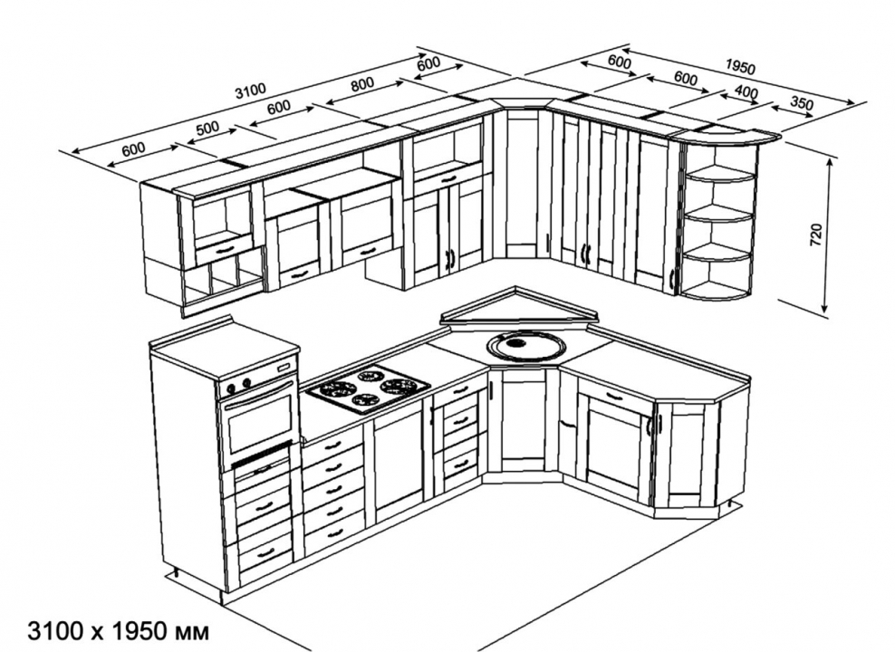 Проектирование угловой кухни