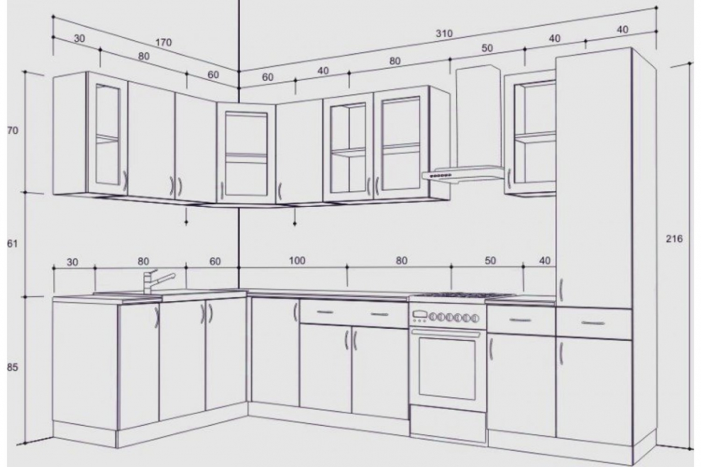 Стандартная высота верхних кухонных шкафов Селена 205