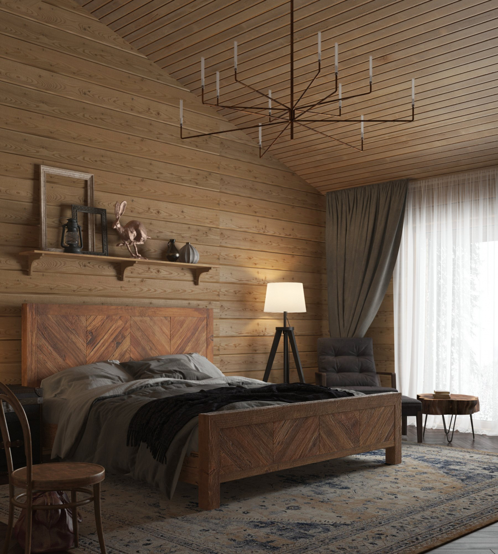 Имитация бруса лиственница в интерьере