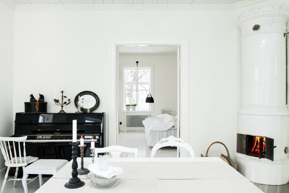 Узкая кухня в скандинавском стиле