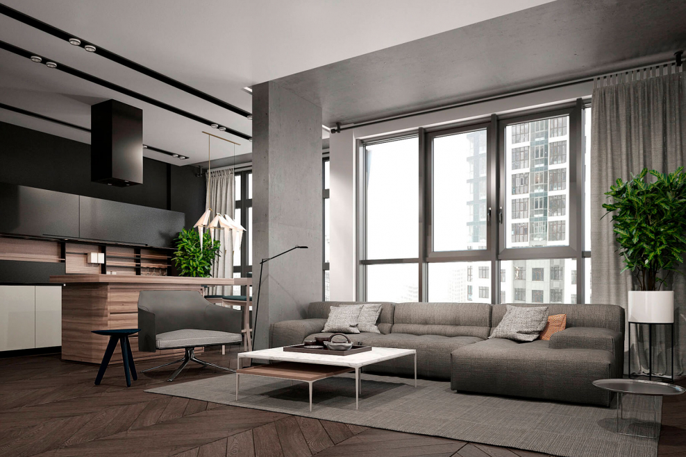 Мужской интерьер квартиры трехкомнатной