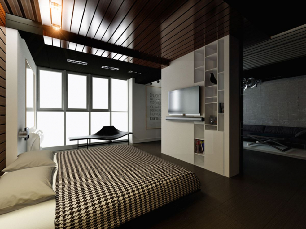 Телевизор на потолке в спальне