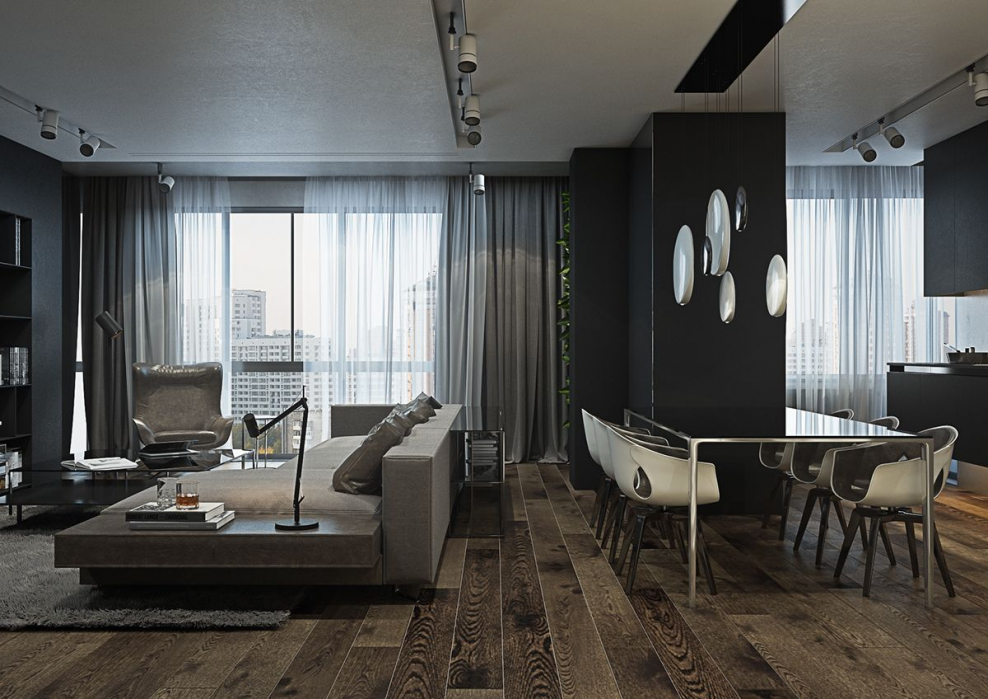 Современный мужской интерьер студии