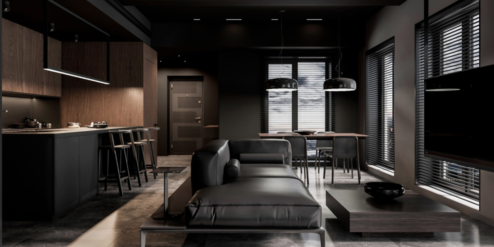 Гостиная в стиле лофт