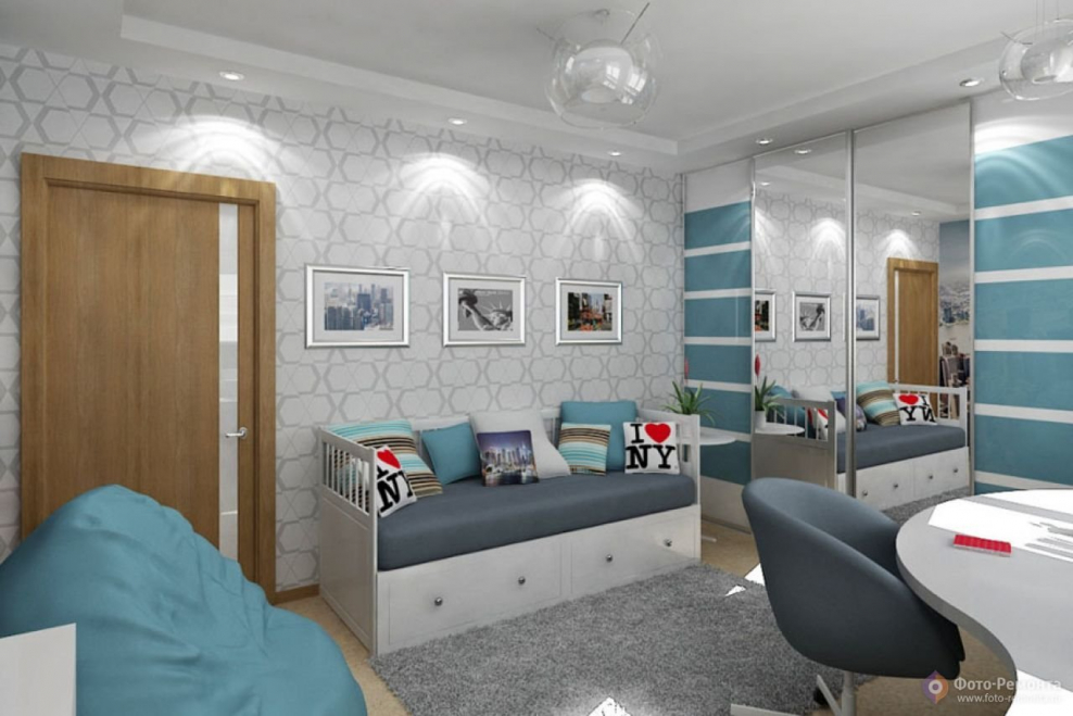 Детская комната в серо голубых тонах