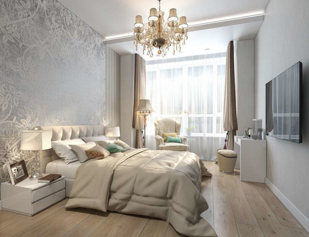 Спальня в белых тонах