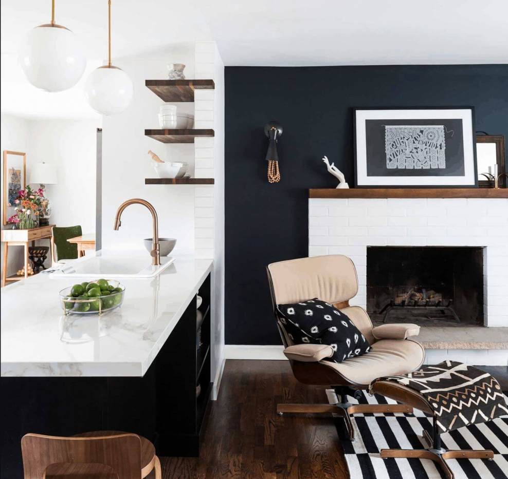 Кухня-гостиная в зеленых тонах