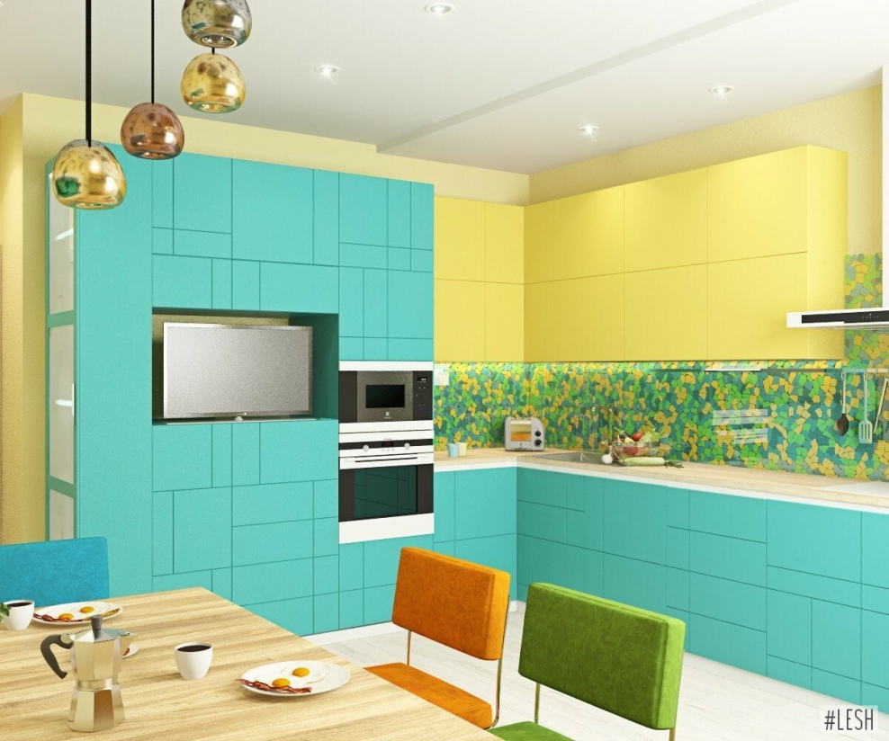 Салатовые стены на кухне