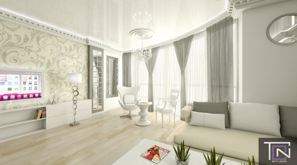 Гостиная с эркером обои