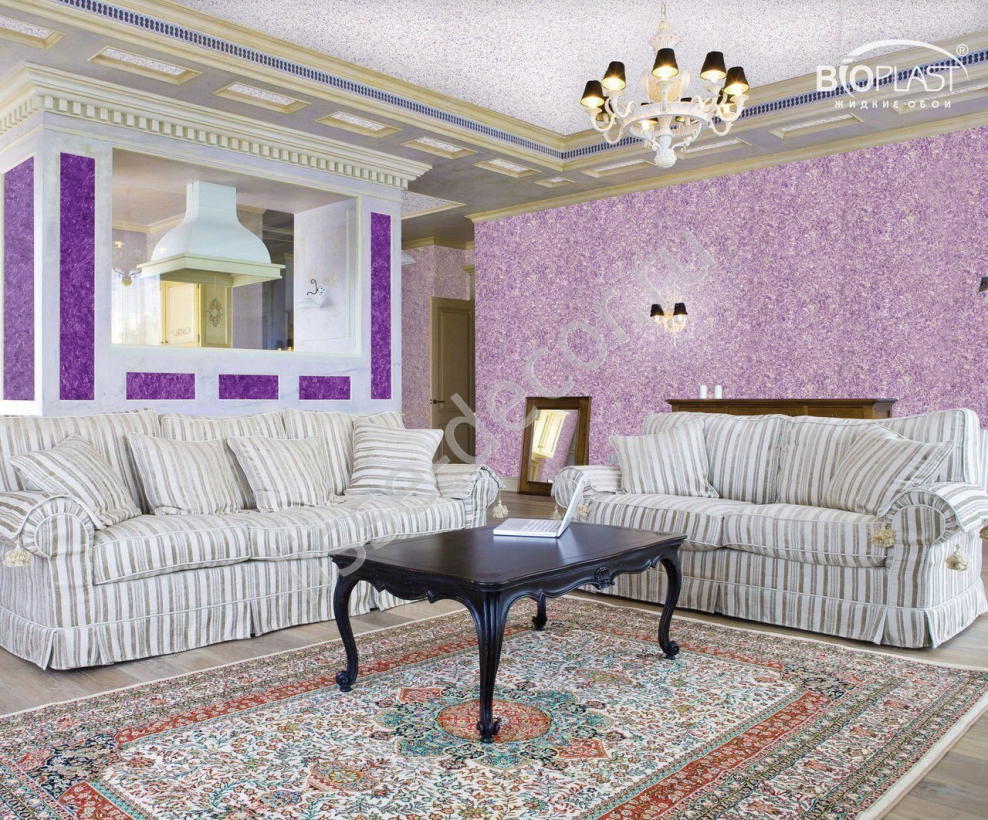 Жидкие обои в гостиную