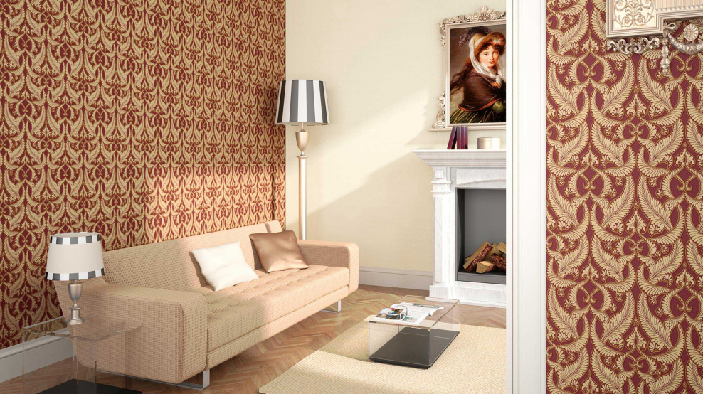 Комбинирование обоев с вензелями