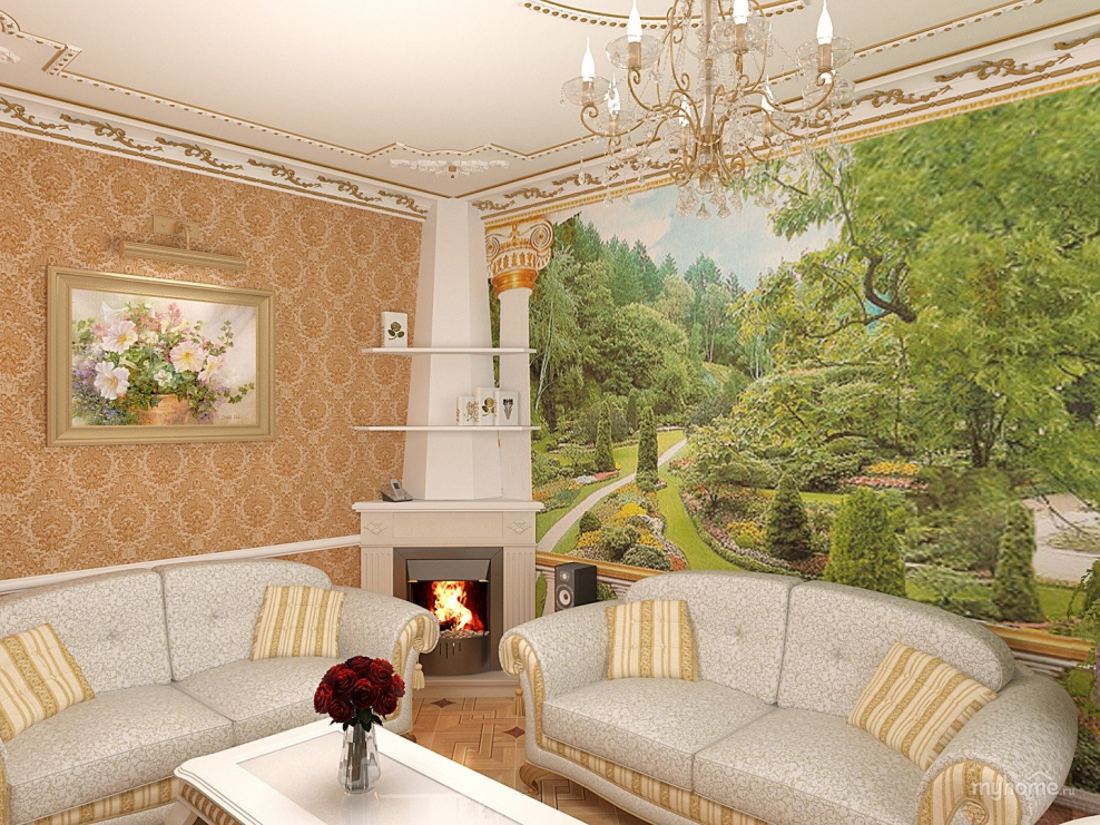 Фрески в гостиной в классическом стиле