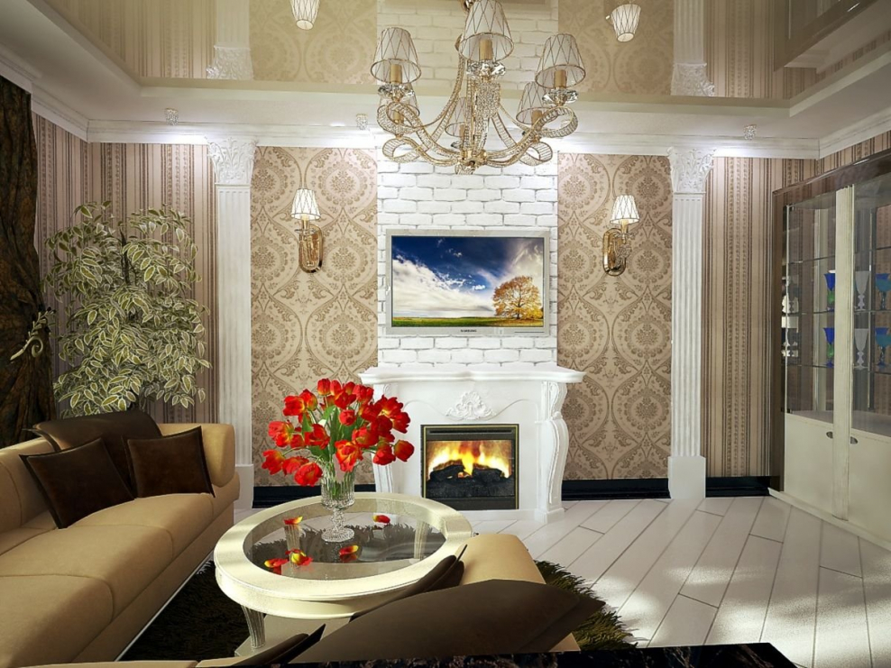 Обои в кухню-гостиную