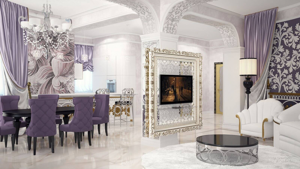 Белая гостиная арт деко