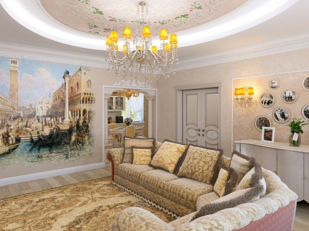 Фрески в интерьере гостиной